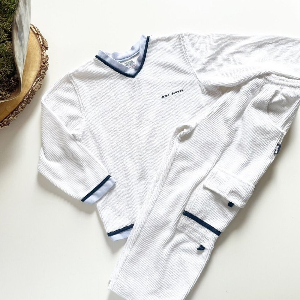 • Kanz White Ribbed Terry Cloth Set • 6/7